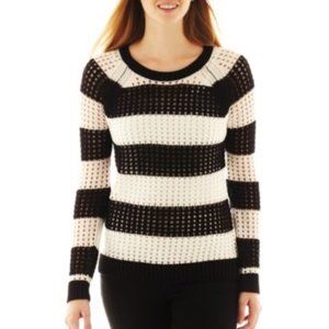 a.n.a   Black & White Pointelle Openwork Sweater